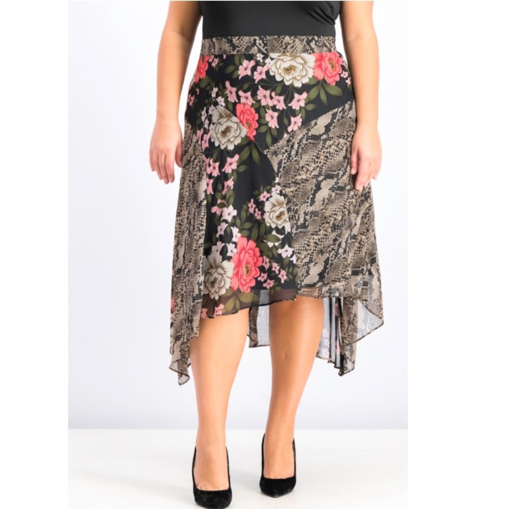 INC International Concepts Mixed Print Snake Blossom Skirt Size 18W